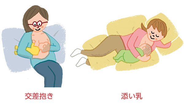 交差抱きと添い乳